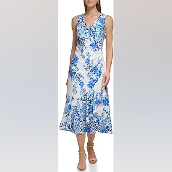 Eliza J Printed Knit Sleeveless Floral Dress - Picture 4 of 16